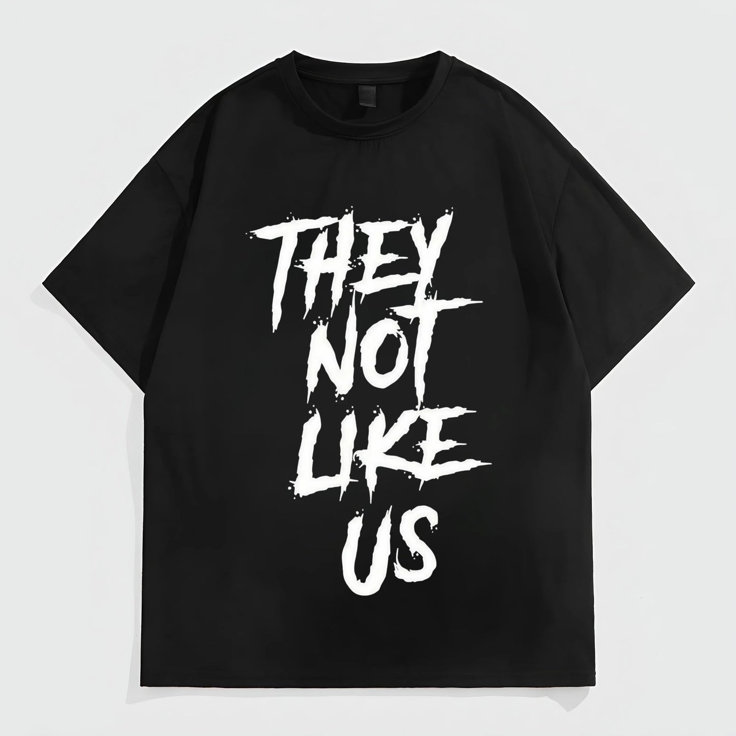 Black Short Sleeve T-Shirt with THEY NOT LIKE US Graffiti Print for Casual Wear Fashion Tees For Summer