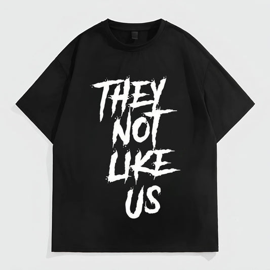 Black Short Sleeve T-Shirt with THEY NOT LIKE US Graffiti Print for Casual Wear Fashion Tees For Summer