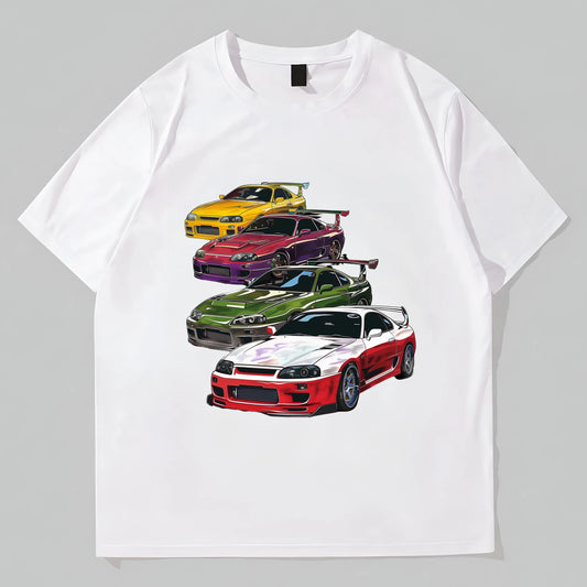 Men's Short Sleeve T-Shirt Classic Car Stack Print Casual Daily Wear Graphic Fashion Tees For Man