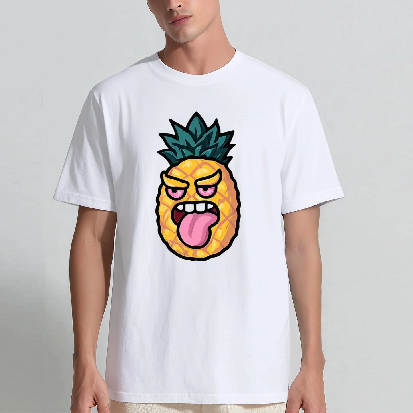 Trendy Tee Trends Men's Short Sleeve T-Shirt Angry Fruit Print Casual Daily Wear