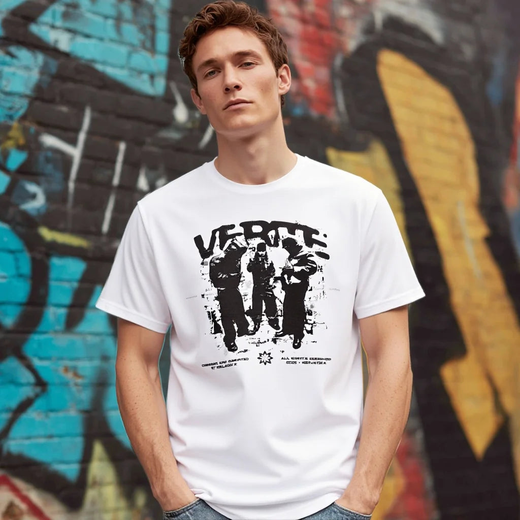 Casual Round Neck Short Sleeve T-Shirt Regular Fit Print Comfortable Men's Top Fashion Streetwear