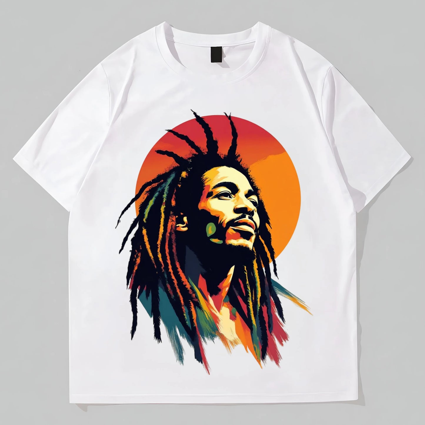 Colorful Dreadlocks Man Portrait Print T-Shirt Casual Streetwear Graphic Tee for Daily Wear POD Graphic Tees