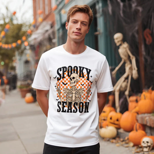 Halloween Casual Round Neck Short Sleeve T-Shirt Regular Fit Print Comfortable Breathable Men's Top Wear for Daily Use