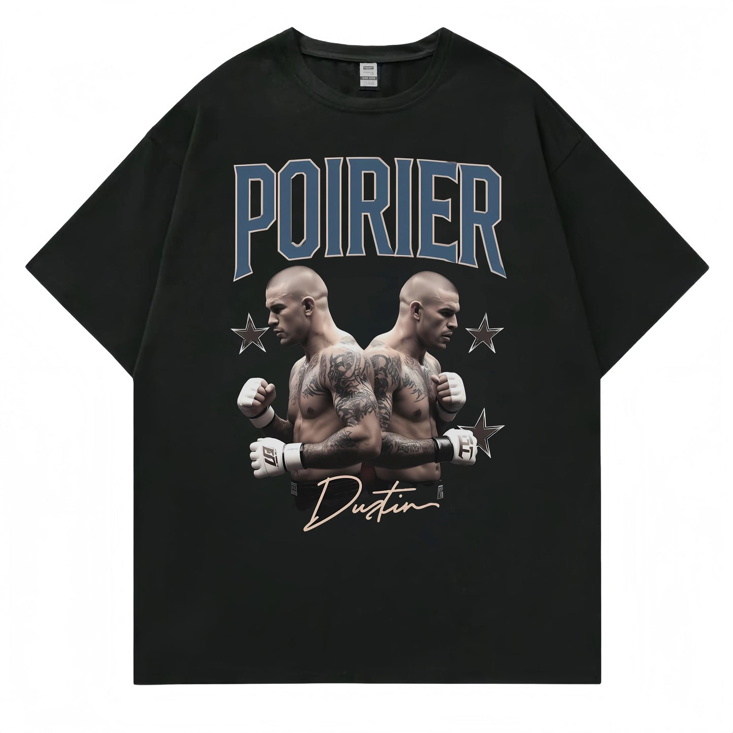 Men's Casual T Shirt with Fighter Graphic and Text for Sports Fans Fashionable Graphic Tee for Men