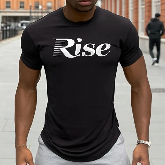 Trendy Tees For Man Short Sleeve T-Shirt White Rise Text Print Casual Streetwear Daily Wear