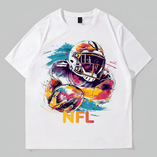 NFL Graphic Fashion Tees For Man 2025 Fashionable Short Sleeve Tshirts Colorful Printed Casual T-shirts Men