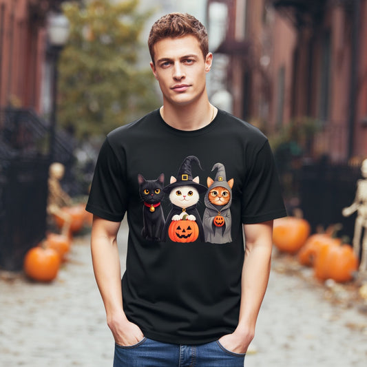 Halloween Loose Fit Short Sleeve Round Neck Casual Style T-Shirt Print Comfortable Men's Top Fashionable Streetwear