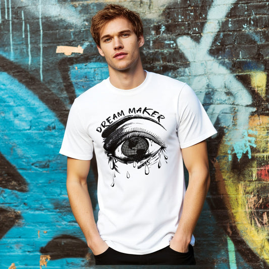 Casual Round Neck Short Sleeve T-Shirt Regular Fit Print Men's Fashion Top Comfortable Breathable Streetwear