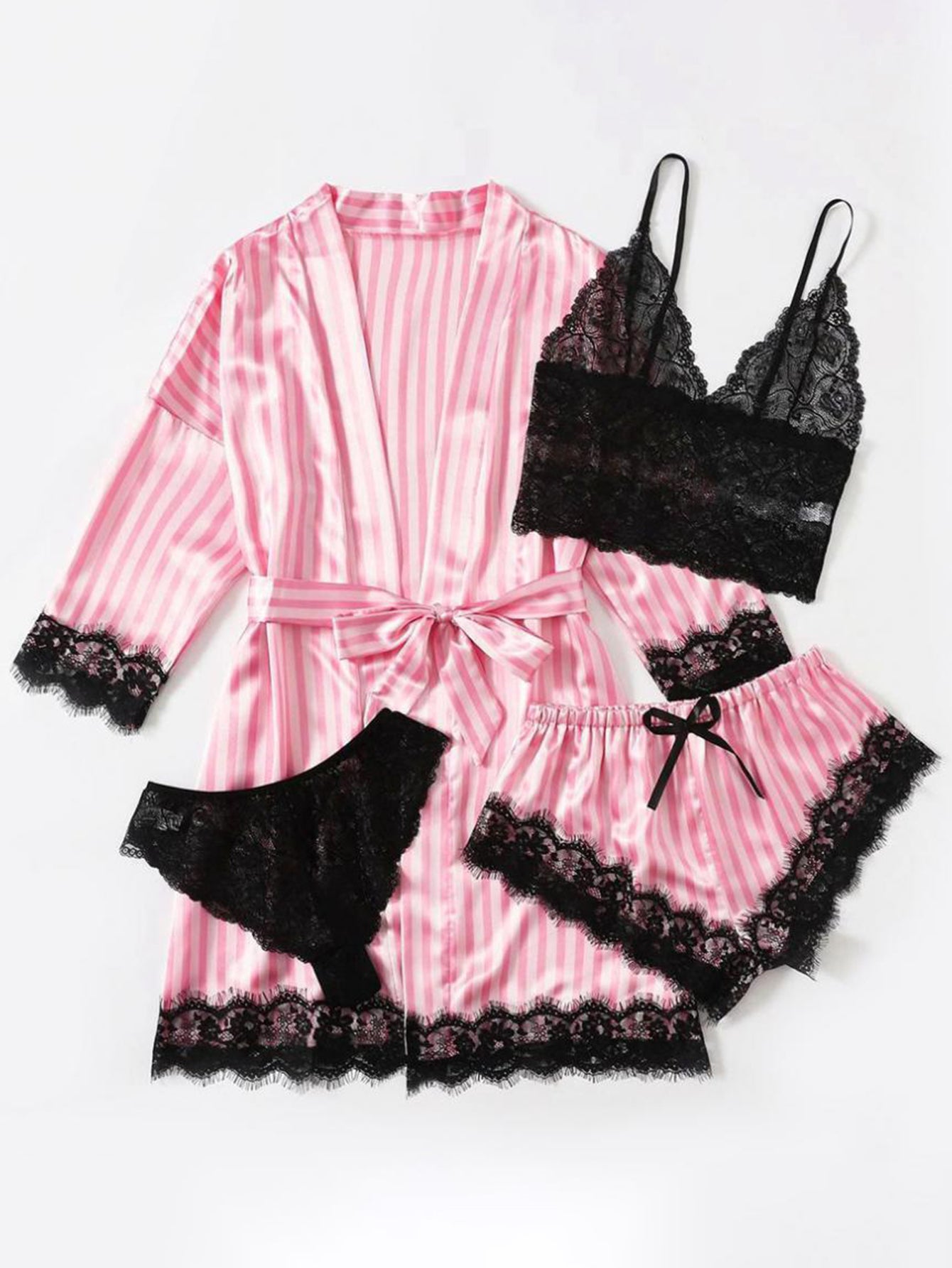 Women's Sexy Lingerie Autumn Winter 2025 Seductive Elegant Lace Striped Long Sleeve Sweetheart Neck Sexy Lingerie