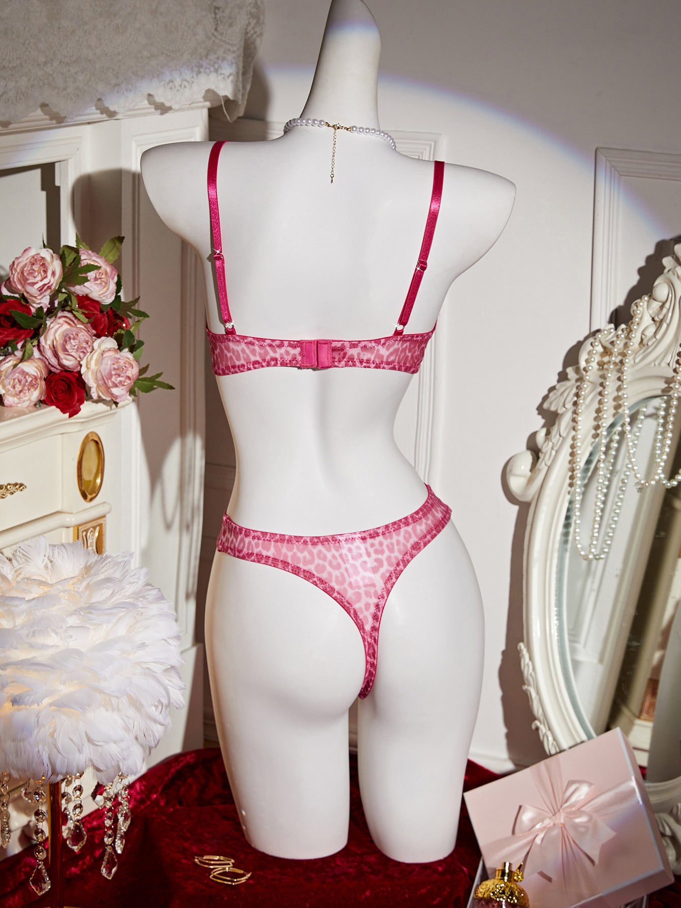 Women's Fall 2025 Sexy Lingerie Leopard Print Cut-Out High-Cut Brief Vintage Boudoir Collection Lingerie